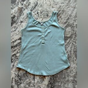 Tribal Jeans Sleeveless Scooped Neck Tank Top with Buttons and Ribbed Large